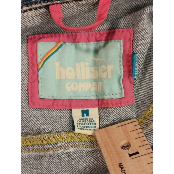 Vintage Y2K Hollister Distressed Wash Denim Button Up Jacket Medium... - Picture 7 of 9